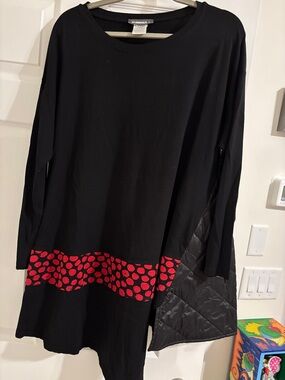 Alembika Black Tunic with Red Polka Accent
